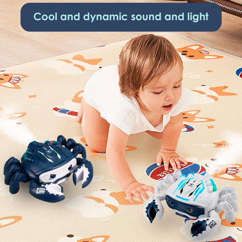 Crawling Crab Toys with Light Up and Mist, Interactive Musical Toy with Automatically Avoid Obstacles, Fun Moving Toy for Babies, Toddlers and Kid...
