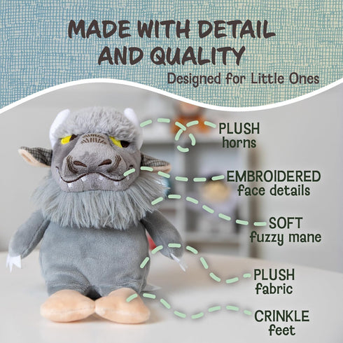 KIDS PREFERRED Where The Wild Things are Plush 9 Inch Bernard Monster Stuffed Animal with Crinkle Feet and Bean Filled Bottom...