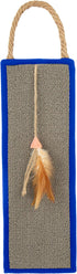 SmartyKat Clever Claws Carpet & Burlap Hanging Cat Scratch Mat - Brown/Gray with Blue Trim, One Size...