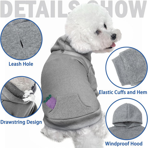 SCENEREAL Dog Hoodie Sweaters for Small Medium Large size Dogs, Fleece Dog Sweatshirt with Hat and Pocket,Soft Cotton Cold Winter All Weather Dog ...