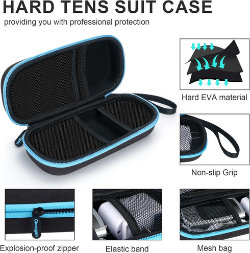 Hard Travel Case for TENS Unit and Electrode Pads,Portable Carrying Case Compatible with TENS Devices and Accessories,Shockproof and Waterproof (C...