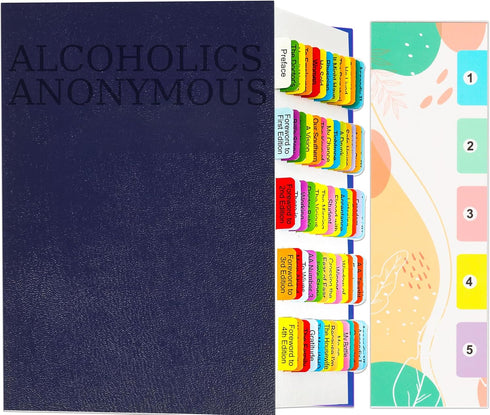 Tabs for Alcoholics Anonymous The Big Book fourth edition (Book not Included), 72 Printed Color-Coded and Laminated Tabs, with Page Markers and Al...