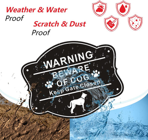 2 Pack Beware of Dog Signs for Fence,10x8 Inch Rust Free .040 Aluminum Metal Yard Sign, Fade Resistant, UV Protected, Weatherproof Warning Dog Sin...