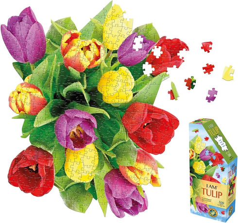 Madd Capp: I Am Tulip - 350 Piece Jigsaw Puzzle - 8005 – Ages 10+, Unique Floral-Shaped Border, Challenging Random Cut, Includes Educational Madd ...