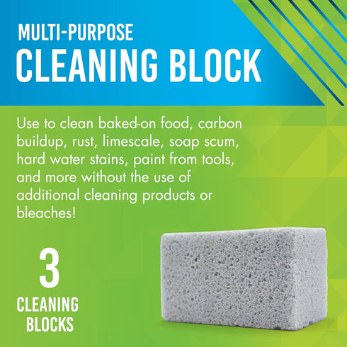 EarthStone Multi-Purpose Cleaning Block, For Kitchens, Bathrooms, Tools, and More, 3-Pack...