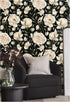 HAOKHOME 93242-1 Peel and Stick Wallpaper Floral Vintage Roses Peonies Contact Paper Removable Black/Beige/Olive Self Adhesive Mural 17.7in x 6.5f...