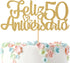 Ferastar Feliz 50 Aniversario Cake Topper, 50th Anos De Amor Wedding Decor, Happy 50th Anniversary Party Supplies Gold Glitter....
