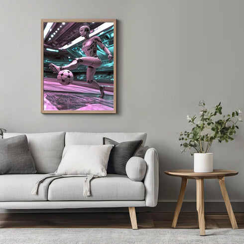 Posterizer 1 pcs-Futuristic football-soccer robot kicking a ball-Sports & Hobby Art Gifts for sports fans Decor for Home & Office- unframed wall a...
