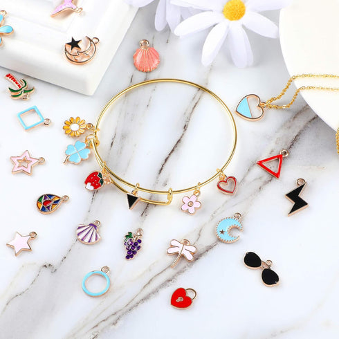 SANNIX 170Pcs Jewelry Making Charms Assorted Gold Plated Enamel Necklace Bracelet Charms Pendants for DIY Jewelry Making...