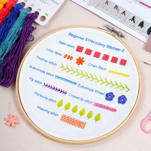 Lystaii Beginners Embroidery Stitch Practice kit, 3 Sets Embroidery Kit for Beginners to Learn 30 Different Stitches for Craft Lover Easy to Follo...