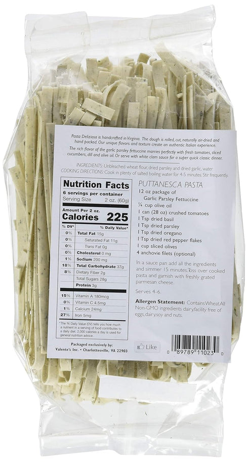 Pasta Deliziosa! Handcrafted Pasta, Garlic Parsley Fettuccine, 12 Ounce...