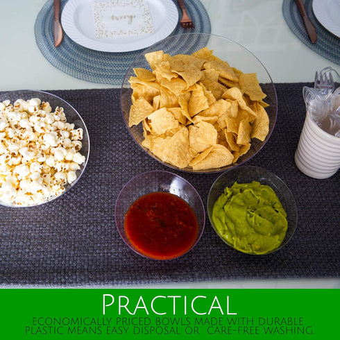 PLASTICPRO Disposable Angled Plastic Bowls Round Small Serving Bowl, Elegant for Party's, Snack, or Salad Bowl, White, Pack of 8...