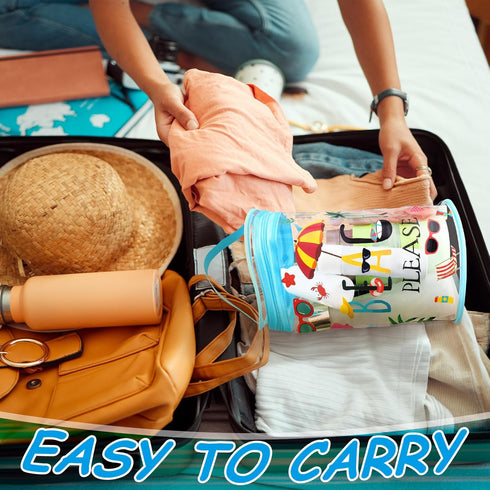 2 Pcs Clear Beach Lotion Toiletry Bag Travel Waterproof PVC Cosmetic Pouch Beach Makeup Bag Hawaiian Portable Organizer Beach Zipper Sunscreen Hol...