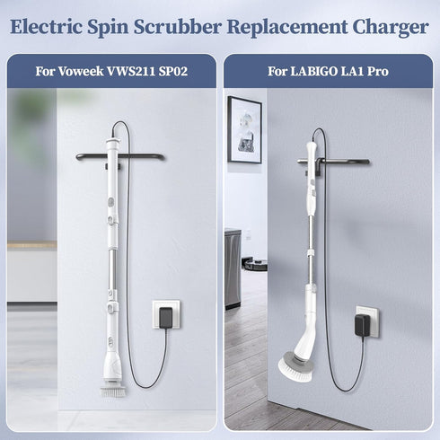 9V Charger for Voweek VWS211 SP02 AC/DC Adapter for LABIGO LA1 Pro Electric Spin Scrubber Power Supply Cord 2-Prong 6.0FT Electric Cleaning Brush ...