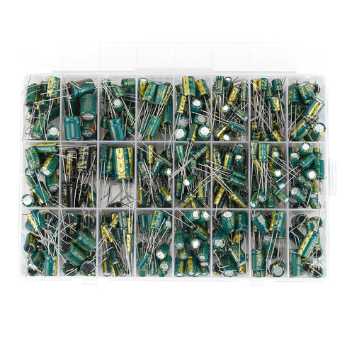 24Value 460Pcs 6.3V-50V Capacitor Assortment Box Kit DIP 1uF-1500uF High Frequency Aluminum Electrolytic Capacitors for Industrial Electrical and ...