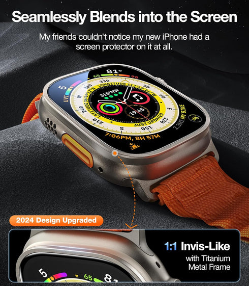 UltraGlass TOP 9H+ Glass for Apple Watch Ultra 2/Ultra Screen Protector (Military Grade Shatterproof & Longest Durable) Original Fit & Full Covera...