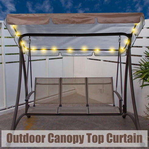 LED Lighted Porch Swing Canopy Replacement Waterproof Swing Top Cover LED Swing Canopy Replacement Canopy Sun Shade Awning Cover Outdoor Patio Swi...