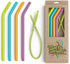 Wide Premium Reusable Silicone Drinking Straws + Patented Straw Squeegee - 9” Long With Curved Bend for 20 30 32 oz Tumblers Non Rubber, Flexible,...