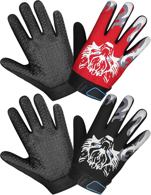 Geyoga 4 Pieces Kids Football Gloves Kids Fishing Gloves Motorcycle Bike Gloves Full Finger Children Gloves for Cycling Camping Fishing Parkour Ou...