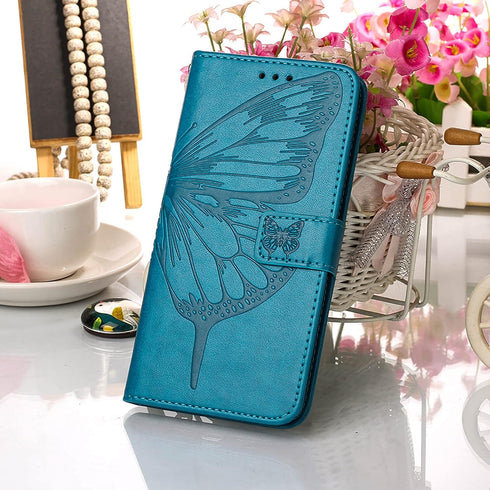 for iPhone SE 2022/SE 2020 Case, 6/6S/7/8 Wallet Case | Butterfly Floral Embossed, Wrist Strap, Card Holder Slots, Stand Leather Protective Flip C...