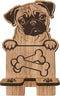 Dog Theme Wooden Phone Holder - Pug - Phone Stand, Charging Station for E-Book, Smart Phones, Tablets, Desktop Organizer, Dog Lover Gift - 03...
