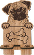 Dog Theme Wooden Phone Holder - Pug - Phone Stand, Charging Station for E-Book, Smart Phones, Tablets, Desktop Organizer, Dog Lover Gift - 03...