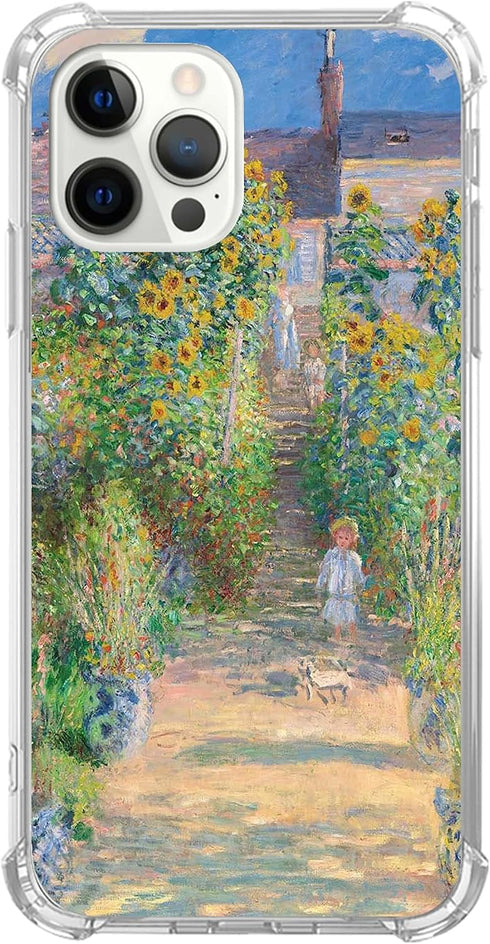 Claude Monet Art Painting Phone Case for iPhone 14 Pro, Watercolor Sunflower Impressionism Cover for Women Men Girls Boys, Trendy Design TPU Bumpe...