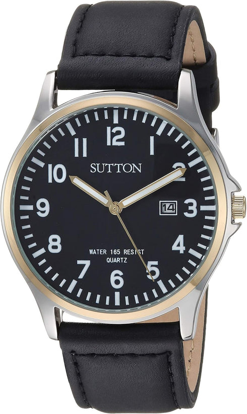 Men's SU/5015BKTT Date Function Two-Tone and Black Leather Strap Watch...