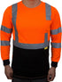 Class 3 Hi-Viz Long Sleeve Black Bottom Safety T-Shirts with Reflective Tapes (Or, S)...