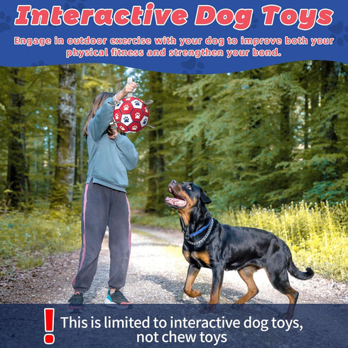 Dog Balls, Interactive Dog Toys for Tug of War, Dog Soccer Ball with 9 Nylon Straps for Indoor Outdoor, Dog Toys for Small Dogs & Medium Gift for ...