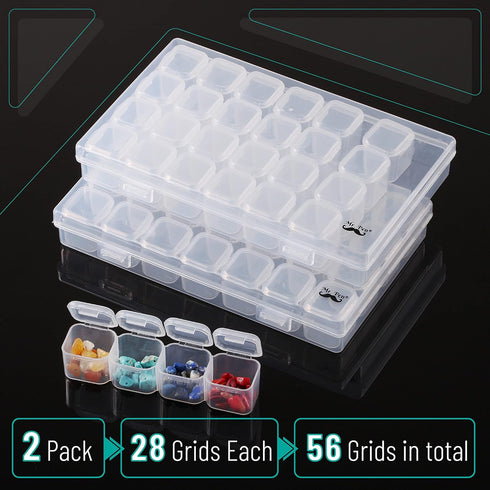 Mr. Pen- Diamond Painting Bead Storage Containers, 28 Grids, 2 Pack, Includes 160pcs Label Stickers, Diamond Art Bead BoxOrganizer...