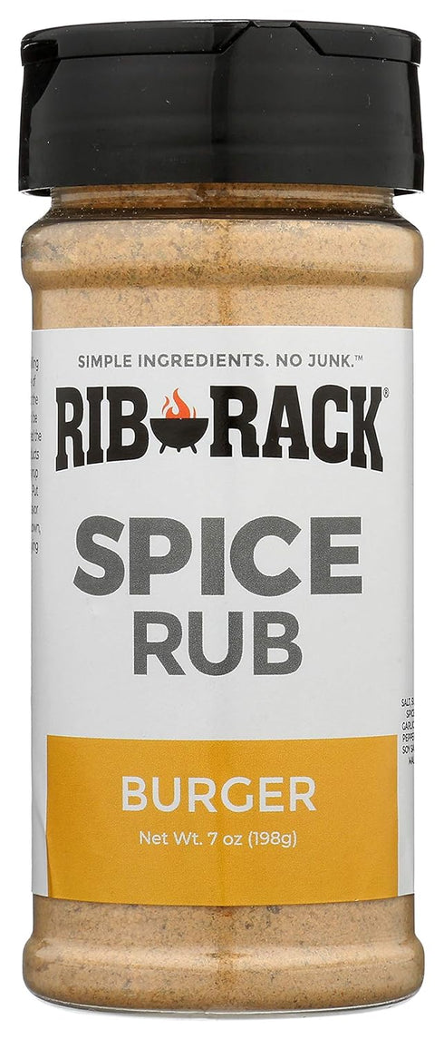 Rib Rack Dry Spice Rub - Burger, 7.0 oz. - Meat Seasoning for BBQ, Grill, Smoker - All Natural Ingredients (Packaging May Vary)...