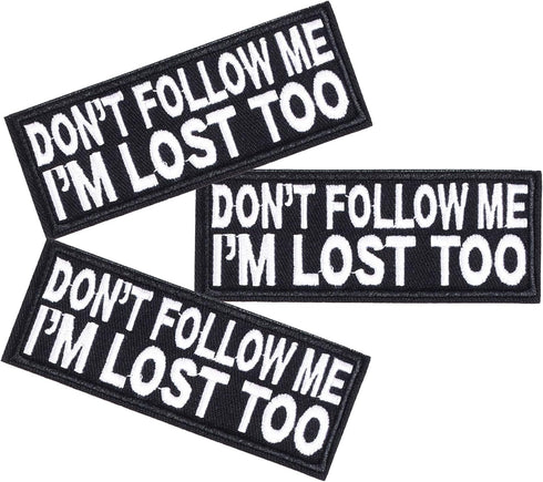 U-Sky Sew or Iron on Clothes Patches, Pack of 3pcs Funny Letter Patches Don't Follow Me I'm Lost Too Motorcycle Biker Jacket Patch for Jeans, Back...
