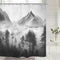 Riyidecor Misty Shower Curtain 72Wx72H Inch Foggy Snow Mountain Scenery National Park Smokey Tree Woodland Landscape Black Gray for Men Bathroom D...