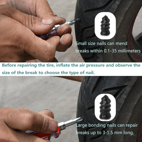 40 PCS Tire Plug Kit, Fast and Easy Vacuum Tire Repair Rubber Nail with Screwdriver for Car Motorcycle ATV Tires Puncture Repair (20 S+20 L+ Screw...