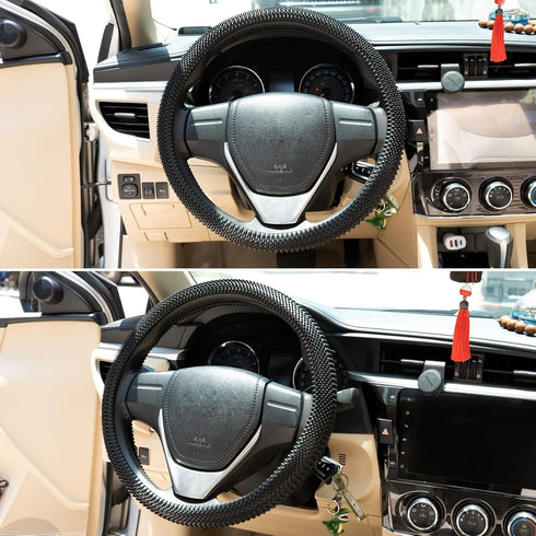 Steering Wheel Cover Black - Massage Grip Silicone Steering Wheel Covers Anti-Slip Universal Car Steering Wheel Cover for Men Women Driving Fatigu...