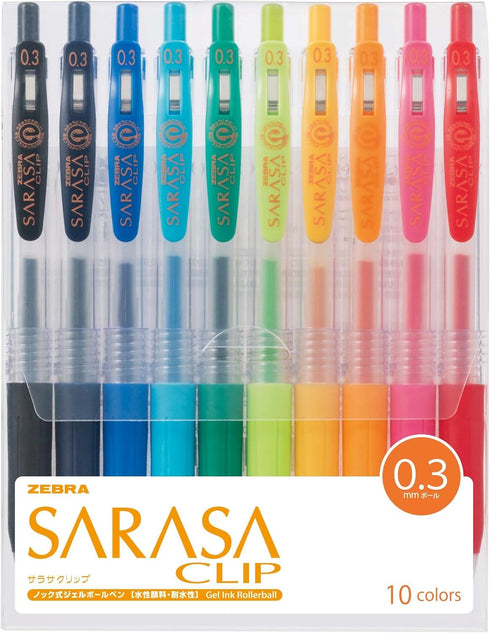 Zebra Sarasa Clip 0.3mm, 10 Color Set (JJH15-10CA)...