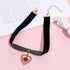 Halloween Gothic Black Velet Choker Necklace for Women Halloween Costume Party Favors Gold Heart Necklace with Red Resin Rhinestones Punk Rock Cos...