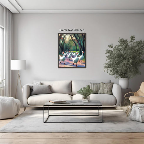 Posterizer 1 pcs-oil painting style art-flock of white geese 2-Art for Animal Lovers Gift for Art Lovers Decorations for Bedroom, Office, Living R...