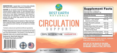 Best Earth Naturals Circulation Supplement - Balanced Formula for Optimal Circulatory Support - 30 Capsules (30-Day Supply)...