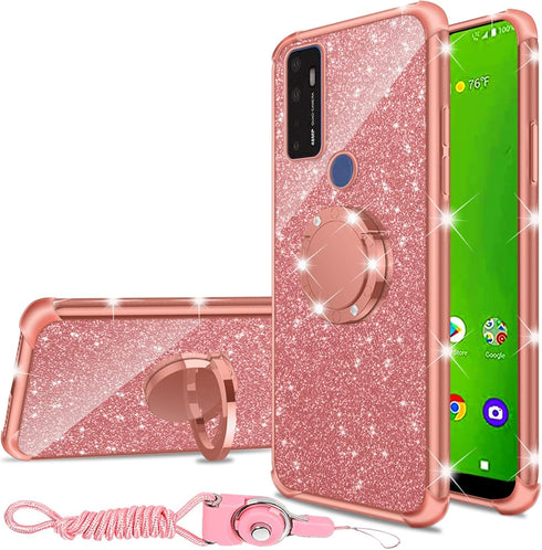 nancheng for Cricket Dream 5G Phone Case, Case for AT&T Radiant Max 5G 6.8"/Cricket Innovate 5G/AT&T Fusion 5G Women Glitter Cute Soft TPU Cover w...