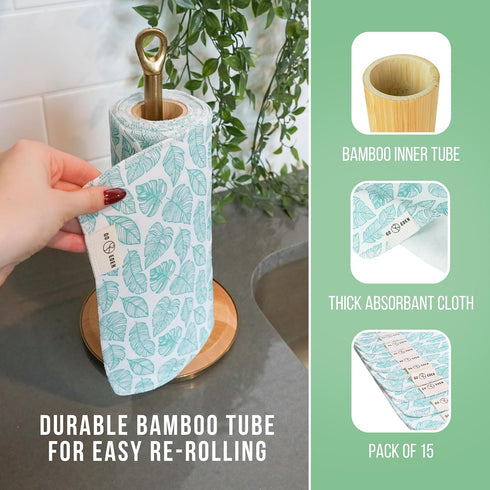 Reusable Paper Towels - Pack of Paperless & Washable Towels, 100% Cotton, Highly Absorbent and Built to Last, Kitchen Dish Cloth Alternative, (Rai...