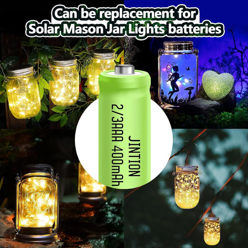 JINTION NIMH 2/3AAA Rechargeable 2/3 AAA Batteries 1.2V 400mAh Rechargeable Battery Batteries Button Top 5 pack(They are not AAA Size Batteries)...