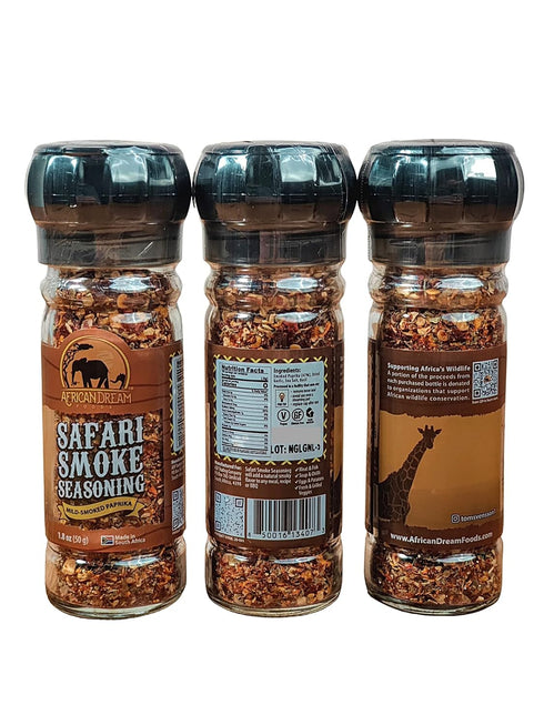 Safari Smoke Seasoning by African Dream Foods | All-Natural Smoky Seasoning | Made with Smoked Paprika Flakes, Dried Garlic, Basil, Sea Salt| 2-Pa...