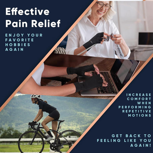Copper Compression Arthritis Gloves | Fingerless Arthritis Carpal Tunnel Pain Relief for Men & Women | Hand Support Wrist Brace for Neuropathy, Rh...