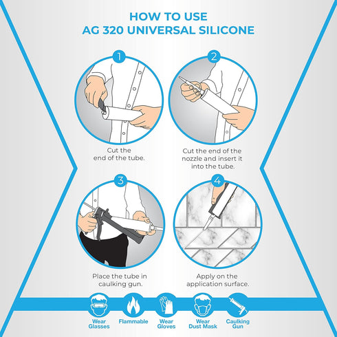 Adhesive Guru All Purpose Clear Silicone Sealant Waterproof 10.15 fl.oz, 100% Silicone Caulk, Weatherproof & Flexible Adhesive Sealant for Indoor ...