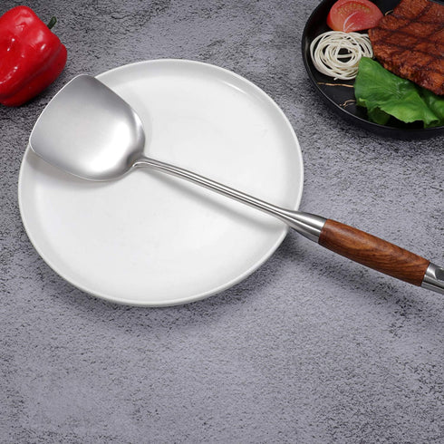 AOOSY Wok Spatula, 15.7 Inches 18/10 Stainless Steel Wok Utensil Metal Wok Spatula with Wooden Handle for Kitchen Use Cooking Utensil...