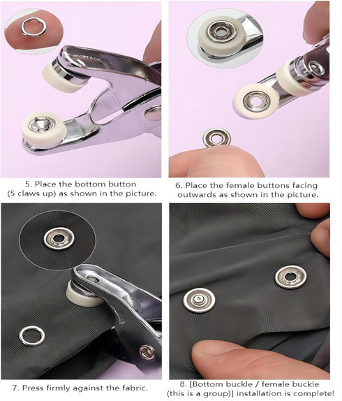 ZZYWWP 100 metal snaps for fabric, snap button kit with Button Pliers, 9.5mm snap buttons for Handmade DIY, Clothing Sewing, Handmade Crafts (10 C...