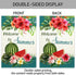 ChloropLastid Welcome to Summer Garden Flag Tropical Watermelon Palm Leaves Floral Small Double Sided Decorative Outdoor Yard Flag 12 x 18 Inch Se...