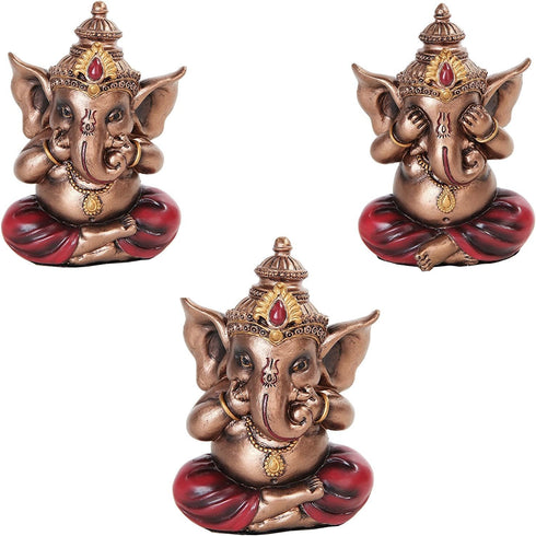 Pacific Giftware Colorful See Hear Speak NO Evil Ganesha Eastern Enlightenment Lord Sculpture...